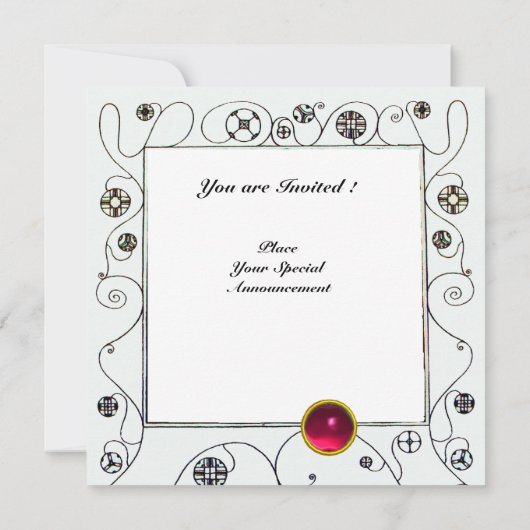 MAGIC OF THE SPRING, Fuchsia, grün gelb, schwarz Einladung (Rückseite)