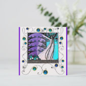 MAGIC OF THE SPRING, hell lila schwarzes Aqua Blue Einladung (Stehend Vorderseite)