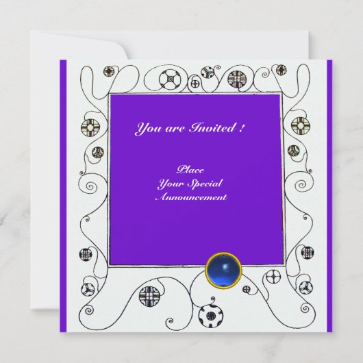 MAGIC OF THE SPRING, hell lila schwarzes Aqua Blue Einladung (Rückseite)