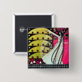 MAGIC OF THE SPRING hell rosa Schwarz-weiß gelb Button (Vorne & Hinten)