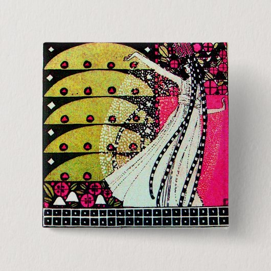 MAGIC OF THE SPRING hell rosa Schwarz-weiß gelb Button (Vorderseite)