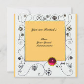 MAGIC OF THE SPRING hell rosa Schwarz-weiß gelb Einladung (Rückseite)