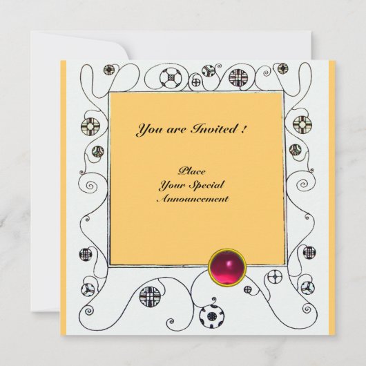 MAGIC OF THE SPRING hell rosa Schwarz-weiß gelb Einladung (Rückseite)