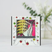 MAGIC OF THE SPRING hell rosa Schwarz-weiß gelb Einladung (Stehend Vorderseite)