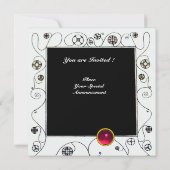 MAGIC OF THE SPRING hell rosa Schwarz-weiß gelb Einladung (Rückseite)