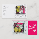 MAGIC OF THE SPRING hell rosa Schwarz-weiß gelb Visitenkarte (Vorne/Hinten)