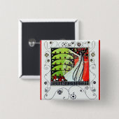 MAGIC OF THE SPRING hell rot Schwarz-weiß grün Button (Vorne & Hinten)