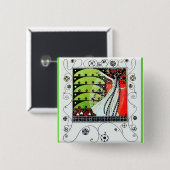 MAGIC OF THE SPRING hell rot Schwarz-weiß grün Button (Vorne & Hinten)