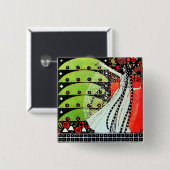 MAGIC OF THE SPRING hell rot Schwarz-weiß grün Button (Vorne & Hinten)