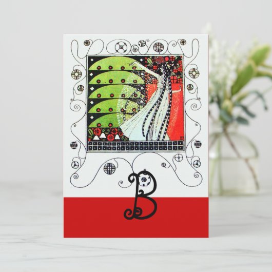 MAGIC OF THE SPRING, hell rot Schwarz-weiß grün Einladung (Stehend Vorderseite)