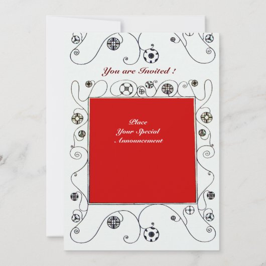 MAGIC OF THE SPRING, hell rot Schwarz-weiß grün Einladung (Rückseite)