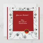 MAGIC OF THE SPRING hell rot Schwarz-weiß grün Einladung (Rückseite)