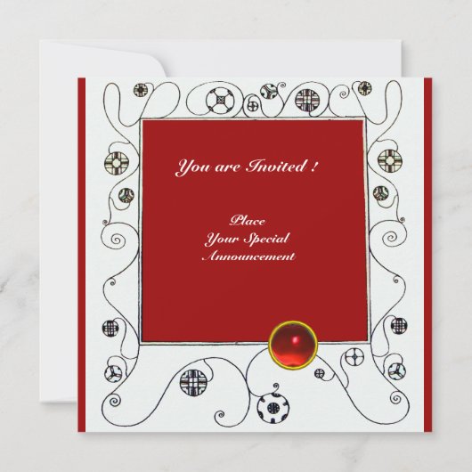 MAGIC OF THE SPRING hell rot Schwarz-weiß grün Einladung (Rückseite)