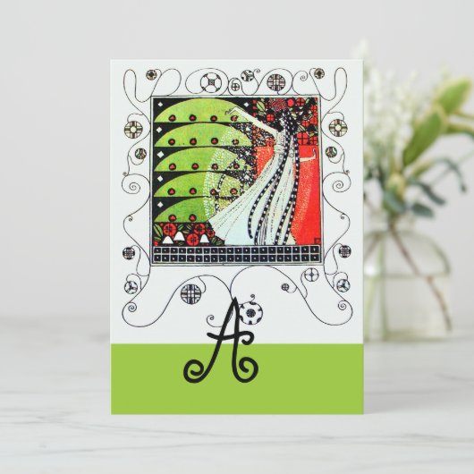 MAGIC OF THE SPRING, hell rot Schwarz-weiß grün Einladung (Stehend Vorderseite)