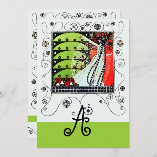 MAGIC OF THE SPRING, hell rot Schwarz-weiß grün Einladung (Vorne/Hinten)