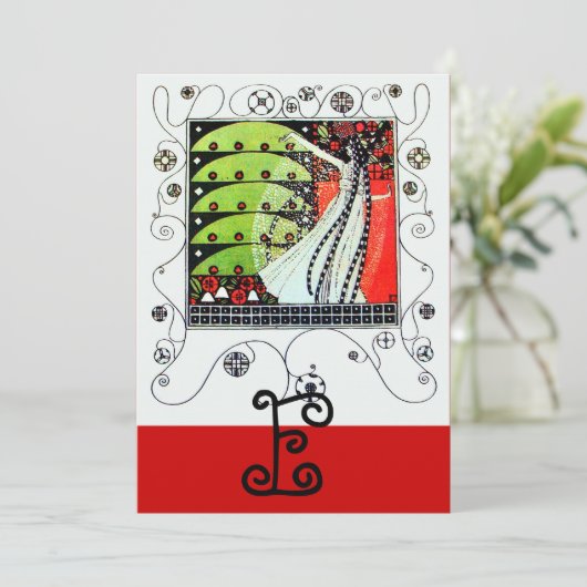 MAGIC OF THE SPRING, hell rot Schwarz-weiß grün Einladung (Stehend Vorderseite)