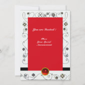 MAGIC OF THE SPRING, hell rot Schwarz-weiß grün Einladung (Rückseite)