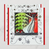 MAGIC OF THE SPRING, hell rot Schwarz-weiß grün Einladung (Vorne/Hinten)