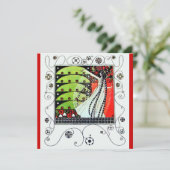 MAGIC OF THE SPRING, hell rot Schwarz-weiß grün Einladung (Stehend Vorderseite)