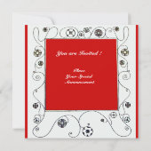 MAGIC OF THE SPRING, hell rot Schwarz-weiß grün Einladung (Rückseite)