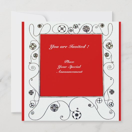 MAGIC OF THE SPRING, hell rot Schwarz-weiß grün Einladung (Rückseite)