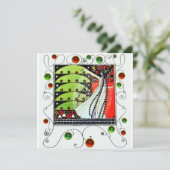 MAGIC OF THE SPRING hell rot Schwarz-weiß grün Einladung (Stehend Vorderseite)