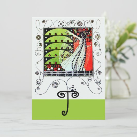 MAGIC OF THE SPRING, hell rot Schwarz-weiß grün Einladung (Stehend Vorderseite)