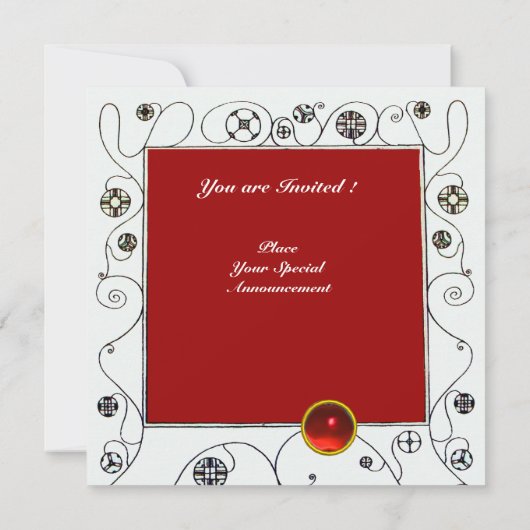 MAGIC OF THE SPRING hell rot Schwarz-weiß grün Einladung (Rückseite)