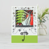 MAGIC OF THE SPRING, hell rot Schwarz-weiß grün Einladung (Stehend Vorderseite)