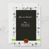 MAGIC OF THE SPRING, hell rot Schwarz-weiß grün Einladung (Rückseite)