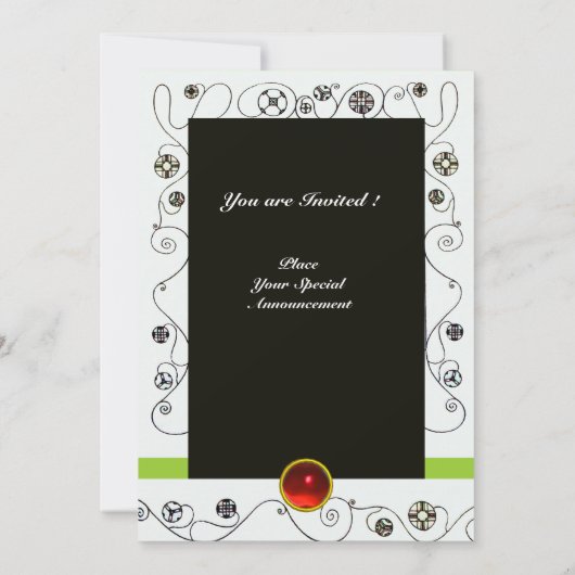 MAGIC OF THE SPRING, hell rot Schwarz-weiß grün Einladung (Rückseite)