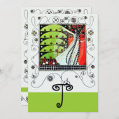 MAGIC OF THE SPRING, hell rot Schwarz-weiß grün Einladung (Vorne/Hinten)