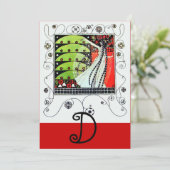 MAGIC OF THE SPRING, hell rot Schwarz-weiß grün Einladung (Stehend Vorderseite)