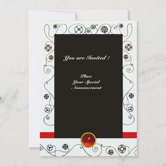 MAGIC OF THE SPRING, hell rot Schwarz-weiß grün Einladung (Rückseite)