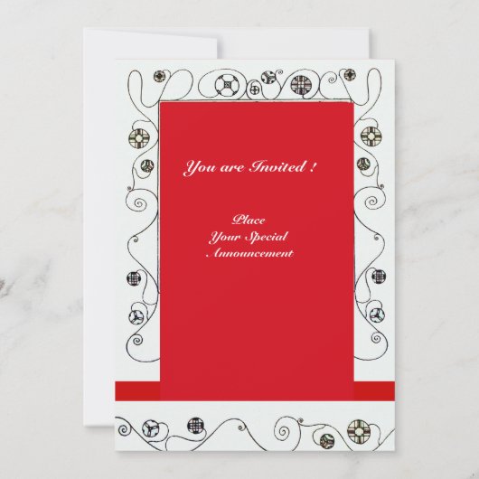 MAGIC OF THE SPRING, hell rot Schwarz-weiß grün Einladung (Rückseite)