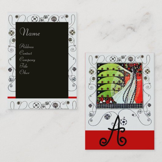 MAGIC OF THE SPRING hell rot Schwarz-weiß grün Visitenkarte (Vorne/Hinten)