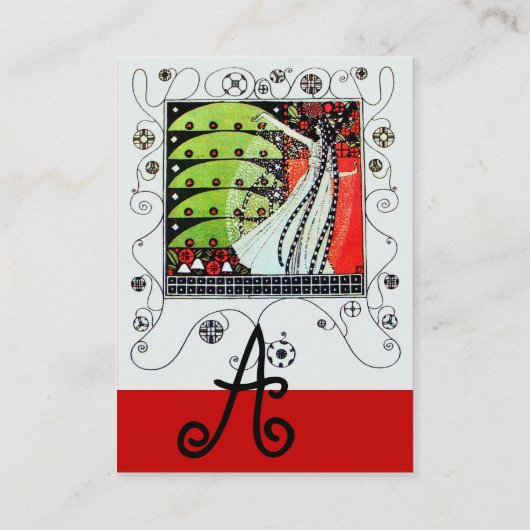 MAGIC OF THE SPRING hell rot Schwarz-weiß grün Visitenkarte (Rückseite)