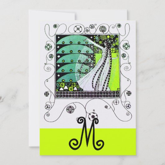 MAGIC OF THE SPRING, hellgelb grün schwarz Einladung (Vorderseite)