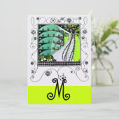 MAGIC OF THE SPRING, hellgelb grün schwarz Einladung (Stehend Vorderseite)