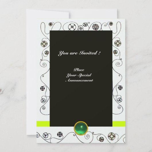 MAGIC OF THE SPRING, hellgelb grün schwarz Einladung (Rückseite)