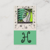 MAGIC OF THE SPRING Hellgrün Schwarz-weiß Visitenkarte (Rückseite)