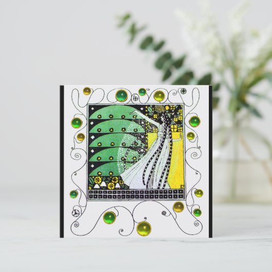 MAGIC OF THE SPRING Hellgrün, weiß, gelb Einladung (Stehend Vorderseite)