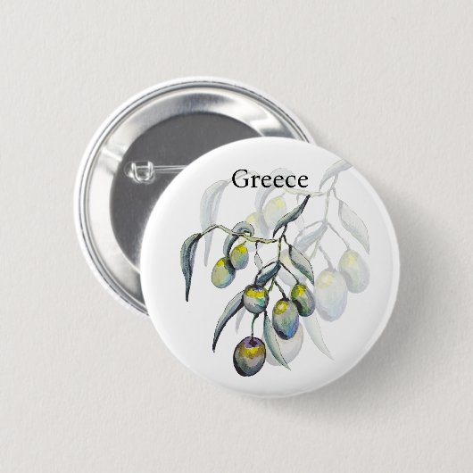 Magic Olive Watercolor Handgemalt Button (Vorne & Hinten)