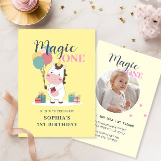 Magic One Unicorn 1. Geburtstag Einladung