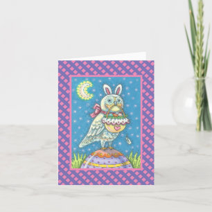 MAGIC OWL & EASTER BASKET GREETCARD Verse Feiertagskarte
