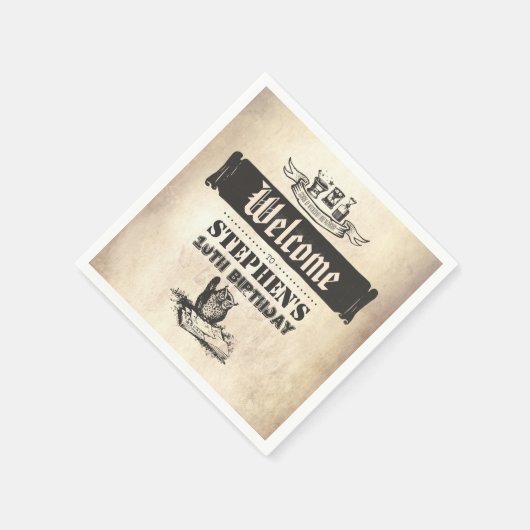 Magic Owl Geburtstag Willkommen Serviette (Ecke)