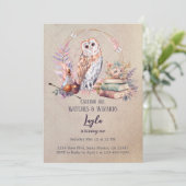 Magic Owl Girl Wizard Einladung zum Geburtstag (Stehend Vorderseite)