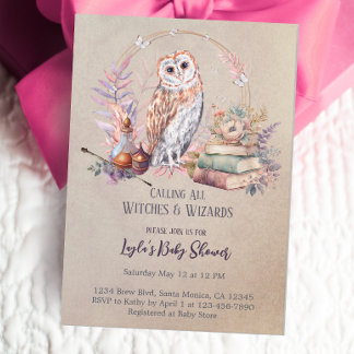 Magic Owl Girl Wizard Kinderdusche Einladung