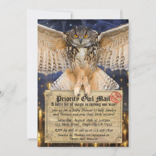 Magic Owl Mail Letter für ein Wizard Baby Dusche Einladung