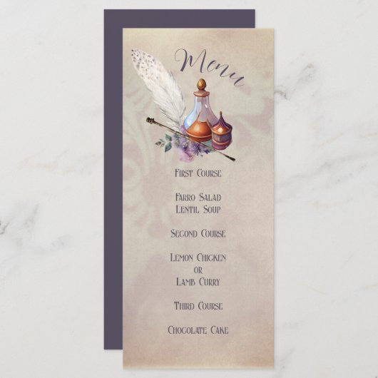 Magic Owl Party Flat Menu Menükarte (Vorne/Hinten)